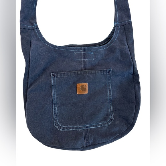 CARHARTT UPCYCLED BLUE TSUNO BAG LEATHER LOGO Size 11x 13" - Picture 4 of 17